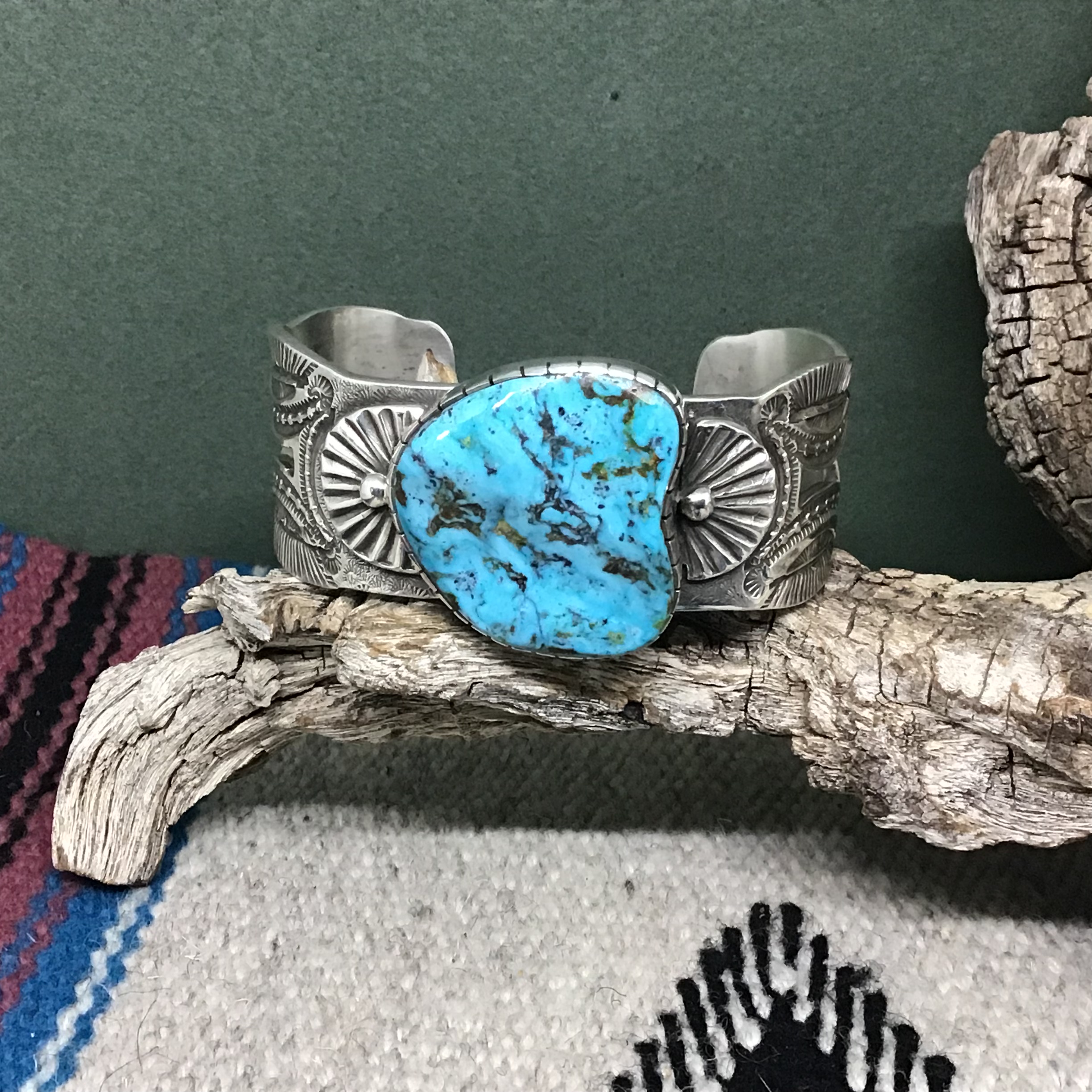 Rare Turquoise Vintage Native American Navajo Blue Diamond Sterling Silver Ring Old